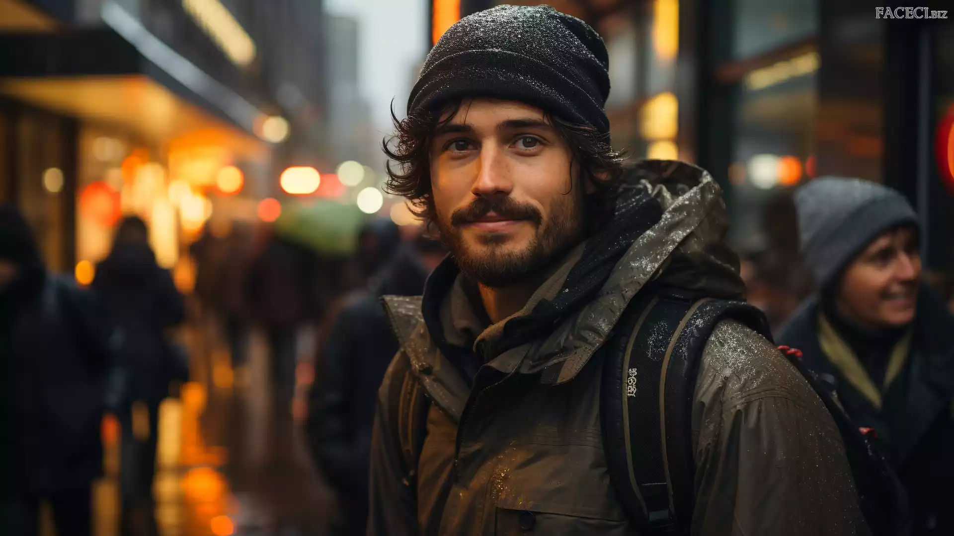 Kurtka, Czapka, Spojrzenie, Mężczyzna, Zarost