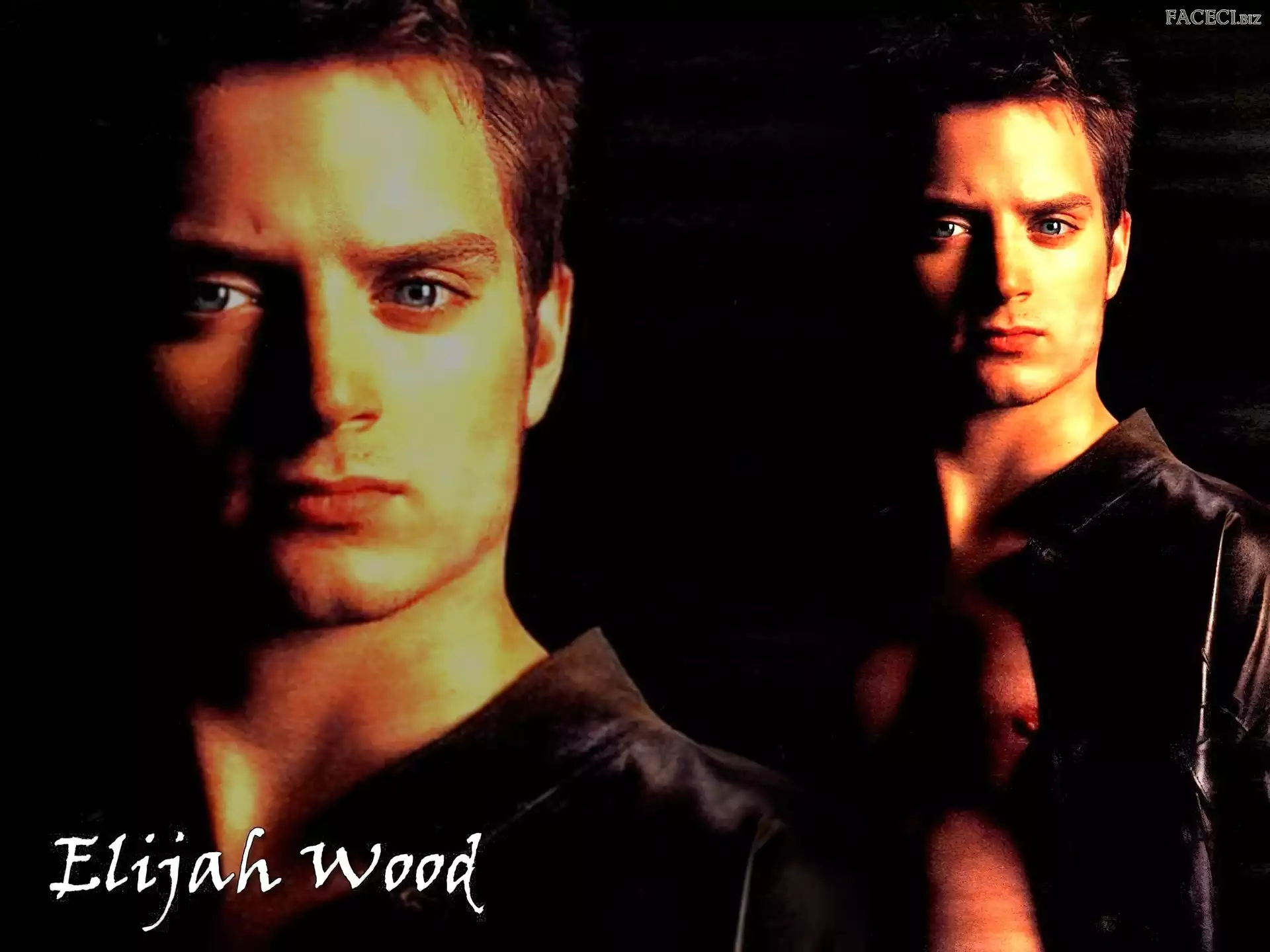 czarna koszula, Elijah Wood, niebieskie oczy