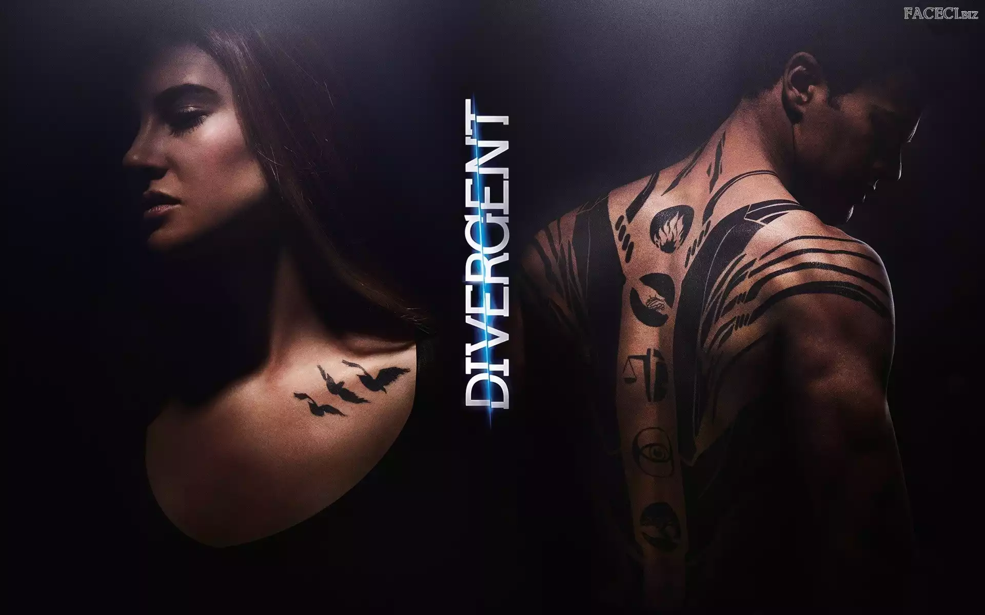 Theo James, Symbol, Shailene Woodley, Ptaki, Film, Divergent, Tatuaż, Aktor, Niezgodna, Aktorka